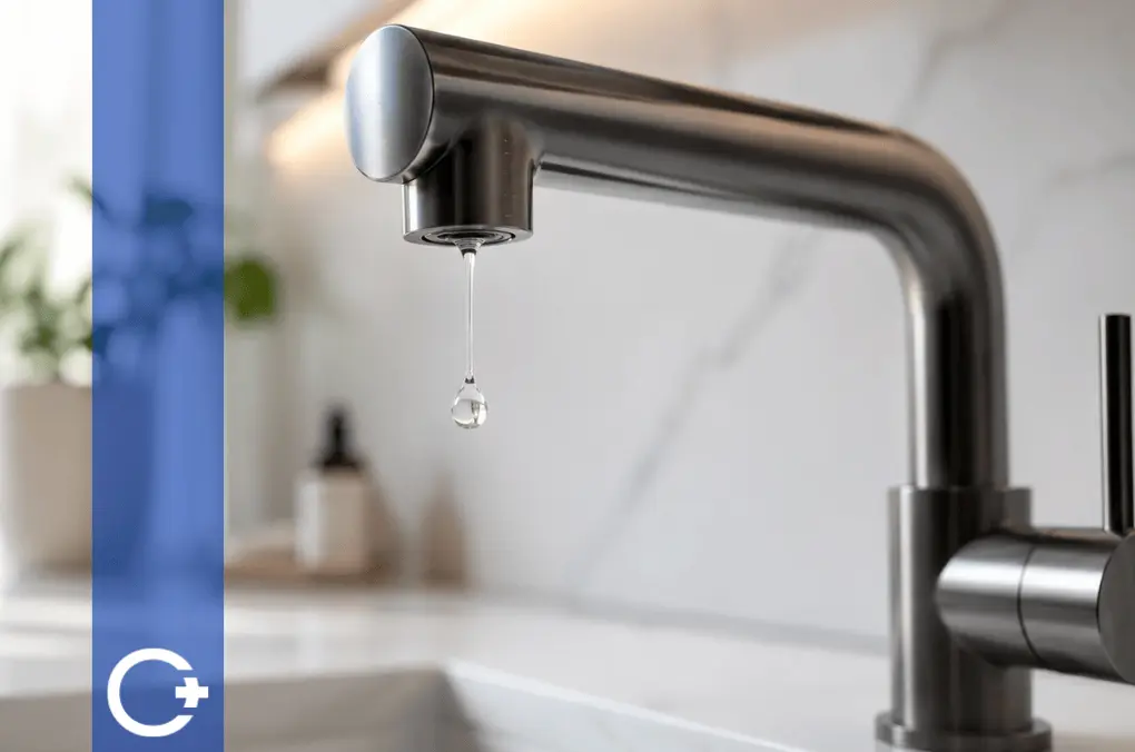 Rubinetto moderno con acqua cristallina: l'addolcitore domestico elimina il calcare e migliora la qualità dell'acqua in casa
